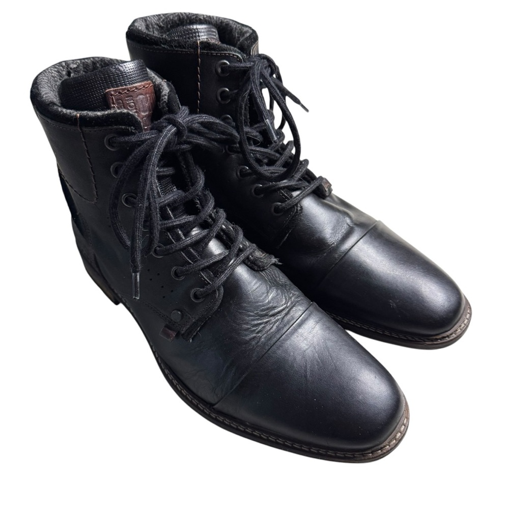 Classic Black Leather Lace-Up Boots